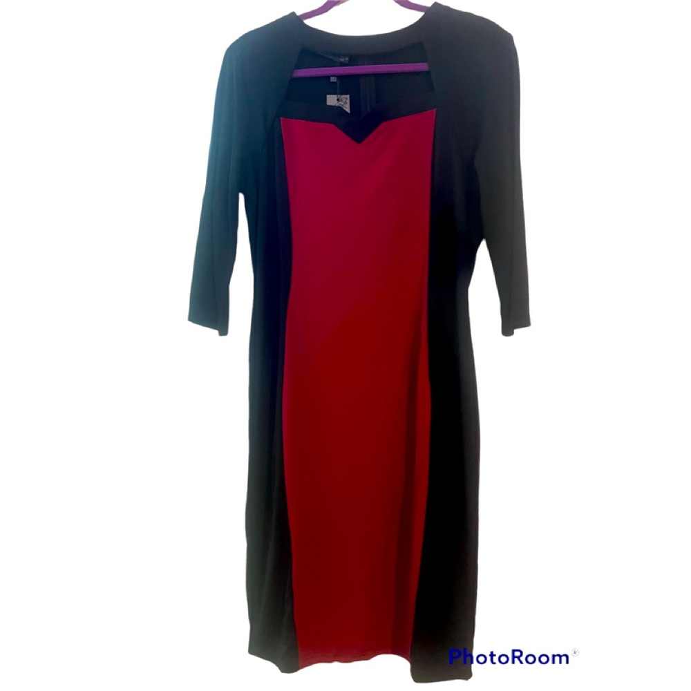 HOMEYEE Black/Burgundy dress